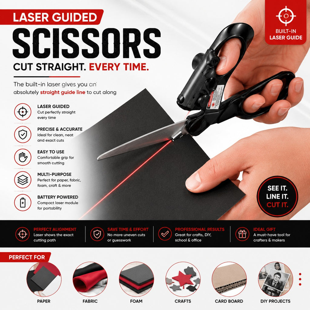 LaserCut | Precision Cutting Scissors with Built-in Laser Guide