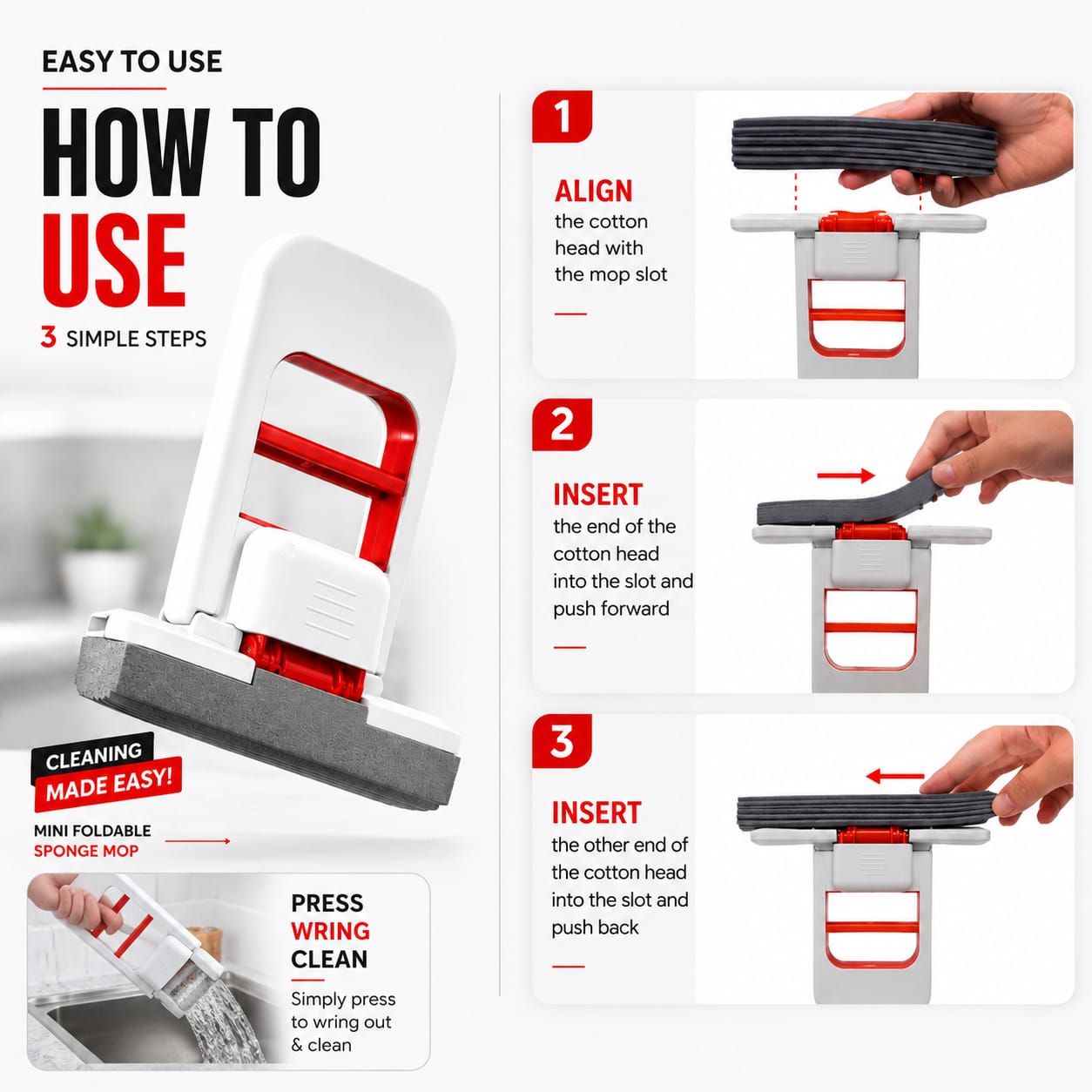 Mini Foldable Sponge Mop