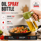 2 in 1 Oil Spray Bottle & Oil Dispenser | 500ml Glass Oil Pot