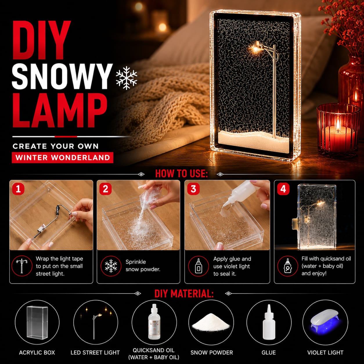 SnowGlow – Snowfall LED Night Lamp