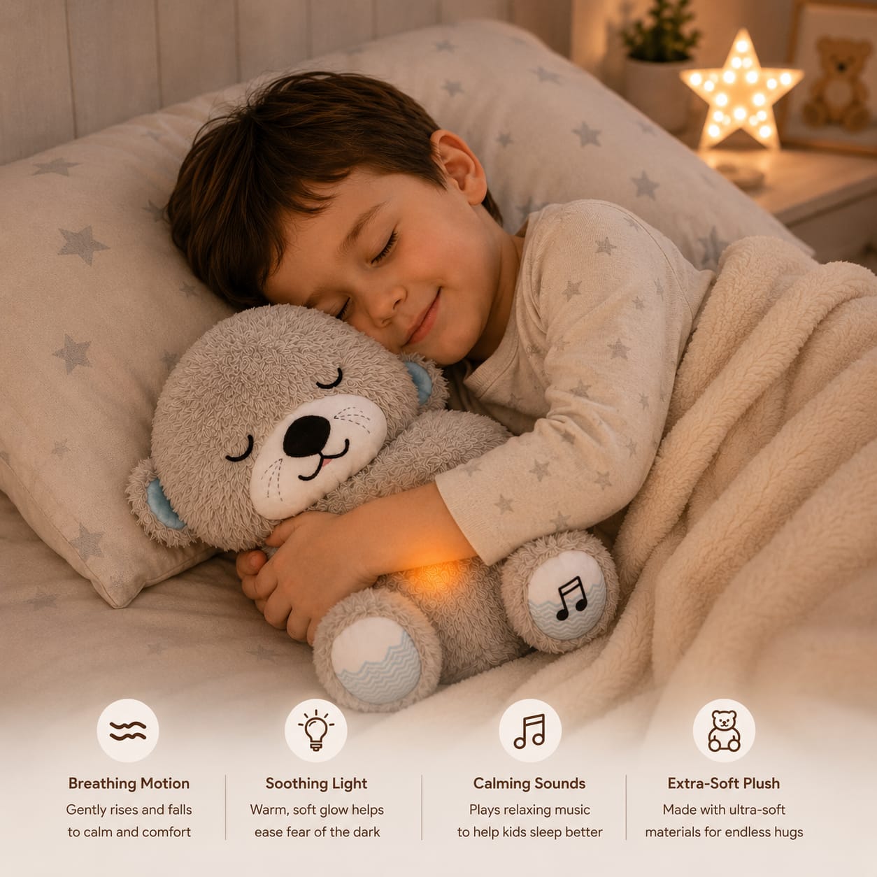 Sleeping Buddy - Breathing Teddy for Kid's Peaceful Sleep ⭐
