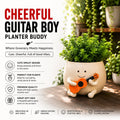 Cheerful Guitar Boy Planter Buddy - Best for Balcony, Garden & Home Decor