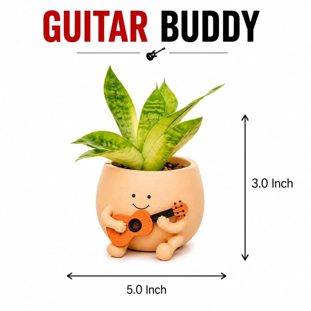 Cheerful Guitar Boy Planter Buddy - Best for Balcony, Garden & Home Decor
