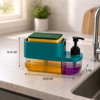 3-in-1 Soap Dispenser with Sponge Holder – Dual Liquid Pump for Dishwashing & Hand Wash