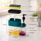 3-in-1 Soap Dispenser with Sponge Holder – Dual Liquid Pump for Dishwashing & Hand Wash