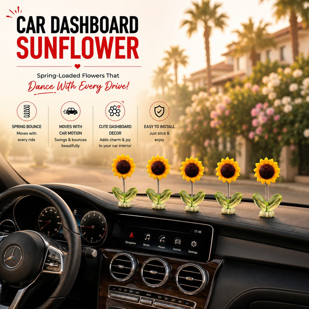 BloomRide Spring Sunflower Dashboard Decor (5 PCS)