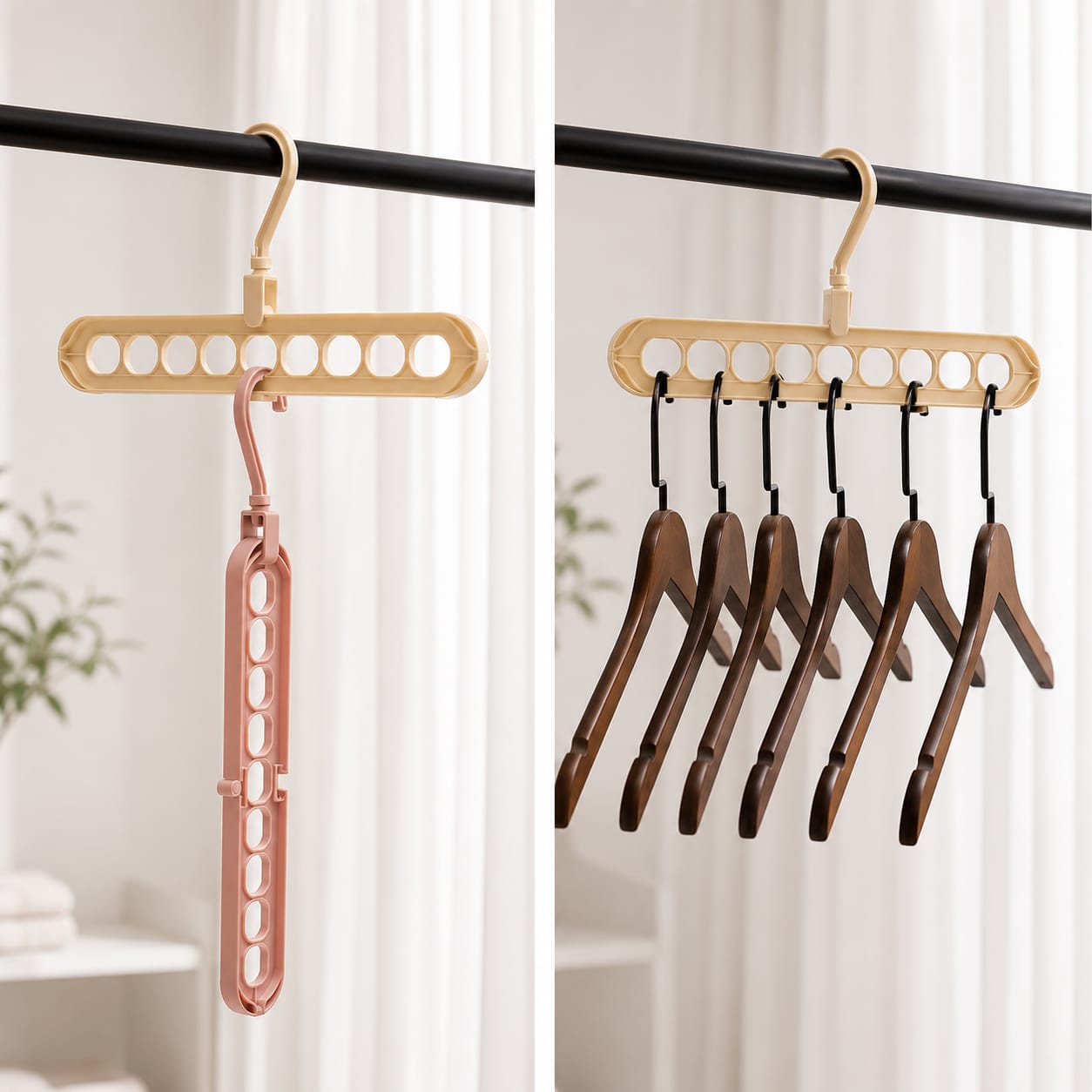 Wardrobe Space Saver Magic Hanger (9-Hole) - 360° Rotating Foldable Clothes Hanger Organizer